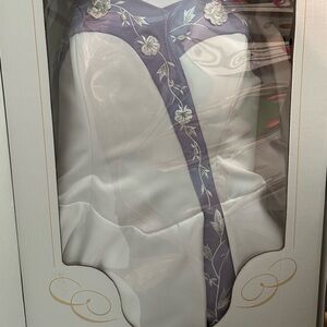 Elegant White and Purple Floral Wedding Corset